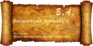 Bergenthal Adeodát névjegykártya